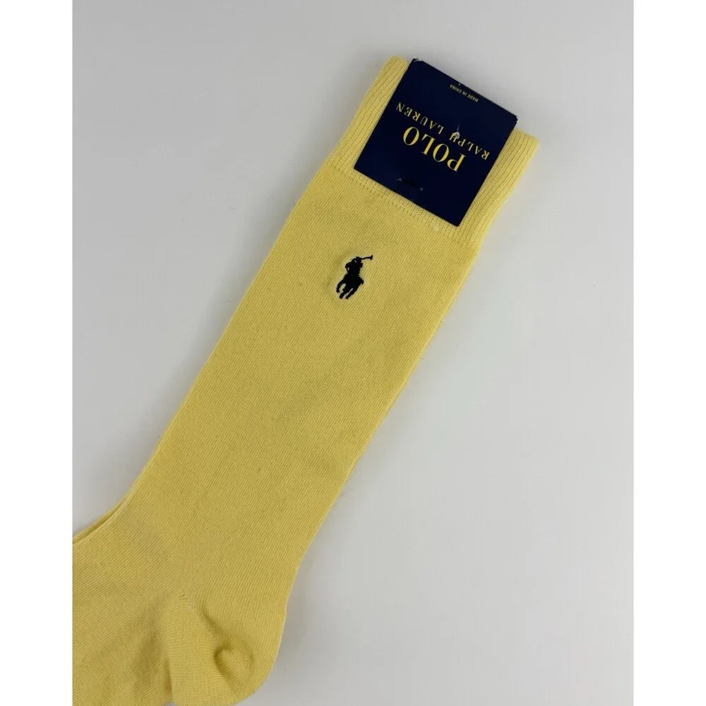 Polo Ralph Lauren Classic Cotton Crew Sock  (1 Pair) New Yellow Sz 6 -12 Men
